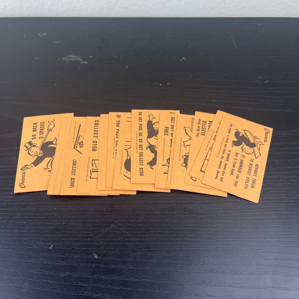 Monopoly Chance Cards 16 Orange Replacement Pieces Complete Set Game Parts